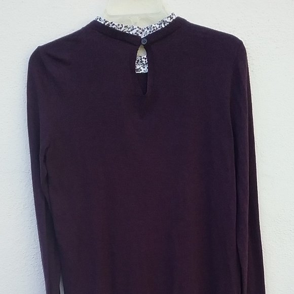 Layered Look Purple Contrast Floral Ruffle Collar Sweater Academia Gilmore Girls - Picture 9 of 12